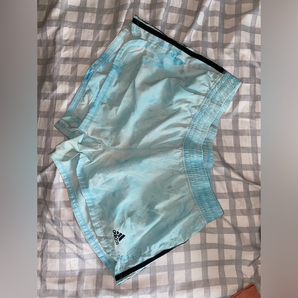 Large Adidas blue tie dye wash shorts
